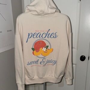 PacSun Cream Hoodie with Peach and Blue Graphic